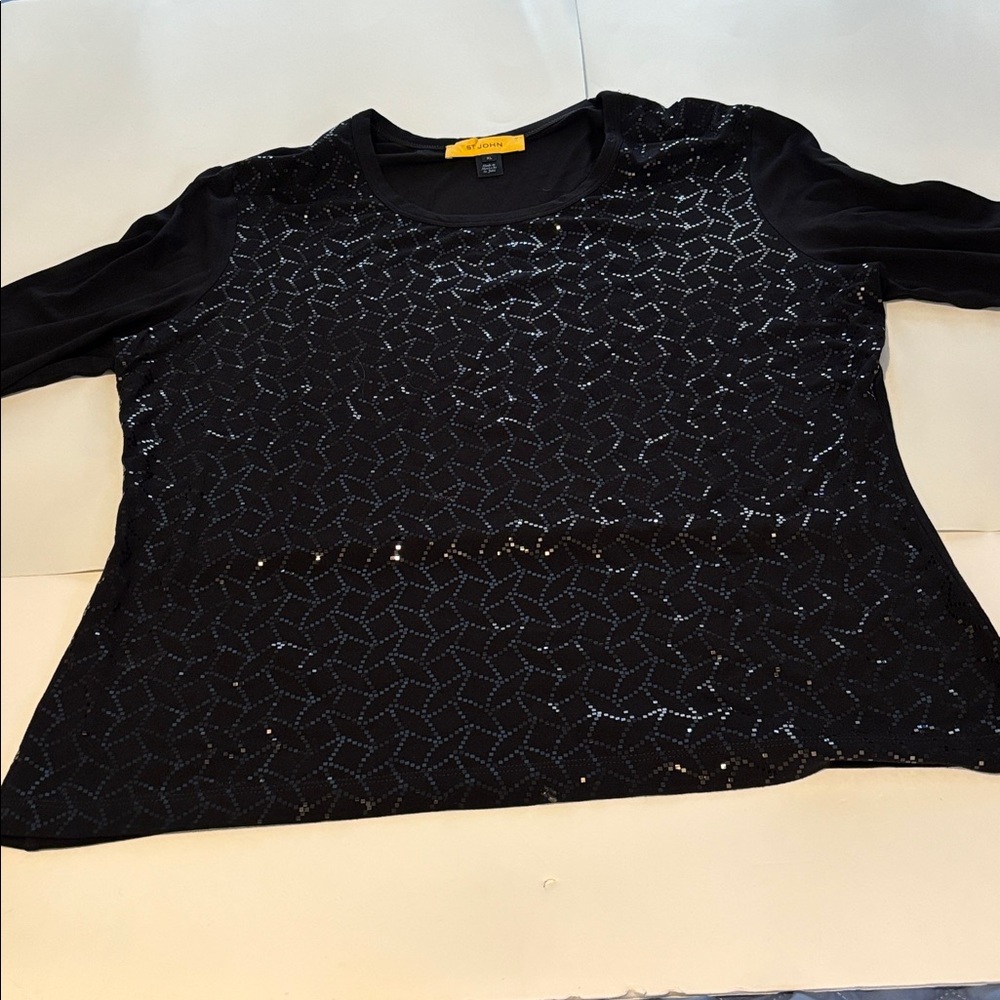 St. John  Black Sequin Sweater  made in Mexico